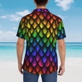 thumbnail image 4 of Fuzoiu Dragon Scales Print Hawaiian Shirt for Men, Summer Beach Casual Short Sleeve Button Down Shirts, Men’s Beach Summer Shirts with Pocket,3X-Large, 4 of 7