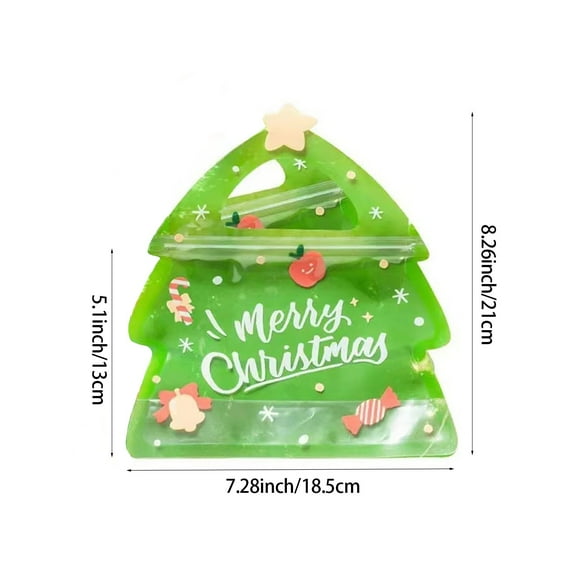 sruoe Christmas Ornaments Clearance 10PCS Christmas Candy Biscuits Snacks Ziploc Bags, Christmas Tree Creative Shape Gift Wrapping Bags for Home, Office and Cars Decor