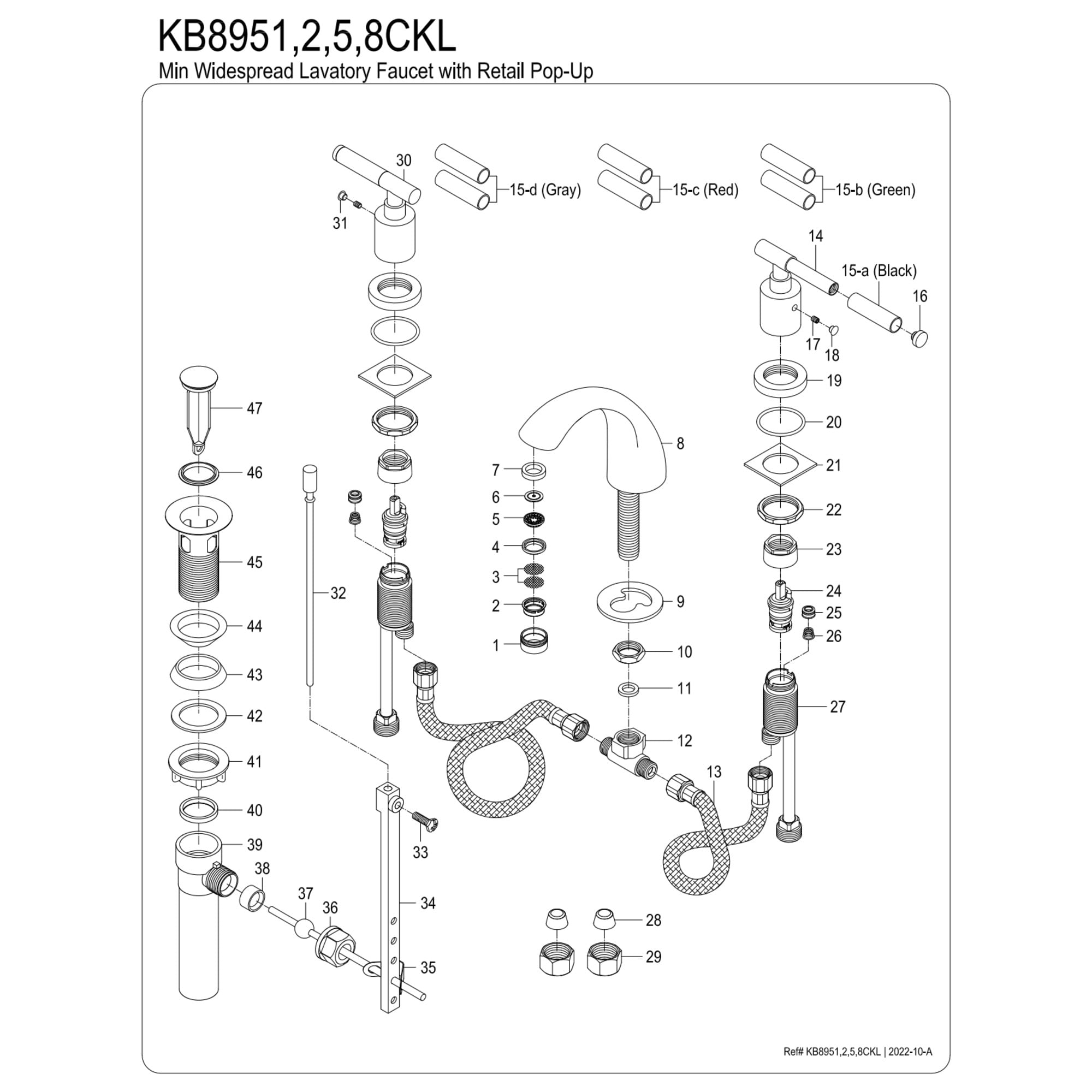 Kingston Brass KB8955CKL Kaiser Mini-Widespread Bathroom Faucet with Pop-Up Drain, Oil Rubbed Bronze