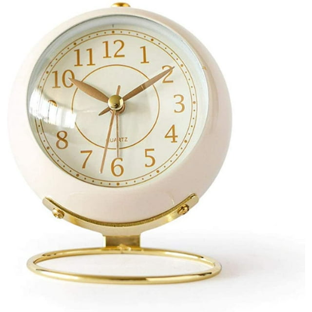 Slarm Clock, Small Quiet Table Clock Classic Retro Alarm Clock With No Ticking, Night Light, Noiseless, Hd Glass For Interior Decoration / Living Room / Kitchen / Bedroom