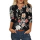 thumbnail image 2 of Fiudx Liquidación de Ofertas Flash Blusa Holgada con Estampado de Pascua y Cuello En V Retro de Manga Tres Cuartos a La Moda para Mujer, 2 of 5