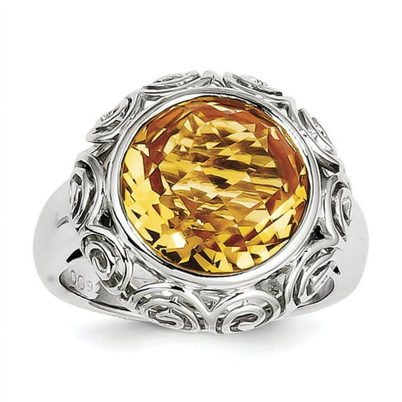 Sterling Silver Rhodium Citrine Ring QR4613CI