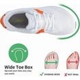 thumbnail image 2 of JOYFON Wide Toe Box Shoes for Women Arch Support Walking Tennis Sneakers Orthotic Leather Shoes for Bunions, Plantar Fasciitis WhiteOrange Size 9, 2 of 6