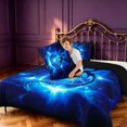 thumbnail image 4 of Manfei Neon Dragon Animals King Size Comforter Sets,Gothic Lightning Comforters King Size,Navy Blue,Black Reversible,3pcs,1 Comforter and 2 Pillowcases, 4 of 7