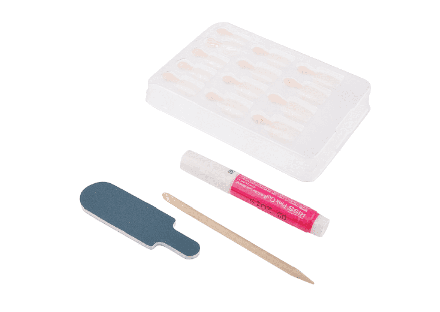 Kiss Salon Acrylic Nude French Press On Nails, Light Pink, Petite, Square Shape, 28 Ct.