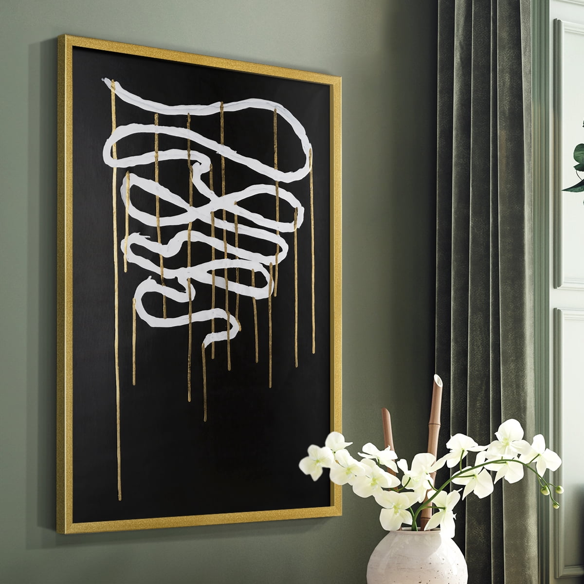 Weeping Ribbon II Framed Print in Gold Solid Wood 8 x 10 Framed Print
