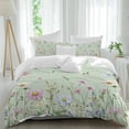 thumbnail image 2 of Flower Green Bedding 3 Piece Duvet Cover Set California King, Blue Pink Daisy Wildflower Floral Botanical Soft Microfiber Comforter Cover with Zipper Closure & Pillowcases, FadeResistant Quilt Cover, 2 of 9