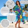thumbnail image 6 of FKELYI Tropical Palm Leaf Print Women Maxi Beach Dress V Neck Summer Kaftan Batwing Sleeve Swimwear Cover Up Plus Size Bikini Coverup Soft Resort Wear Loungewear, 6 of 7