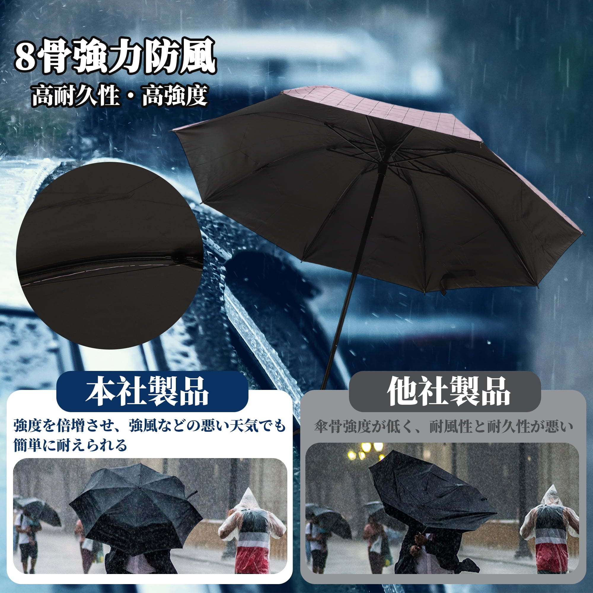 Unique Bargains Portable Manual Open Close Rain Windproof  Umbrella Pink