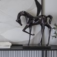 thumbnail image 2 of DecMode Aluminum Contemporary Prancing Horse Sculpture 19"W x 19"H, Polished Black Finish with Black Marble Base, 2 of 8