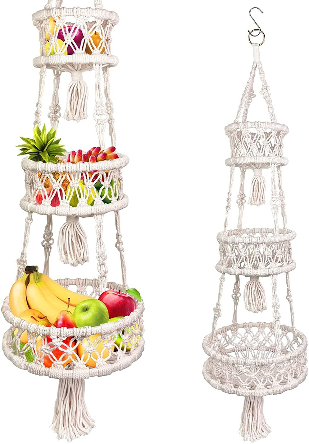 Hanging Fruit Basket, 3 Tier Hanging Fruit Baskets, Hanging Fruit