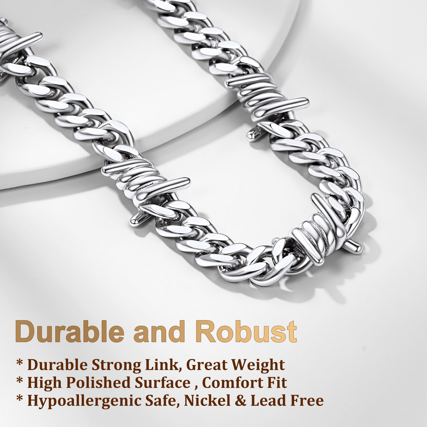 Bestyle 9mm Thorns Bracelet for Man Women Stainless Steel