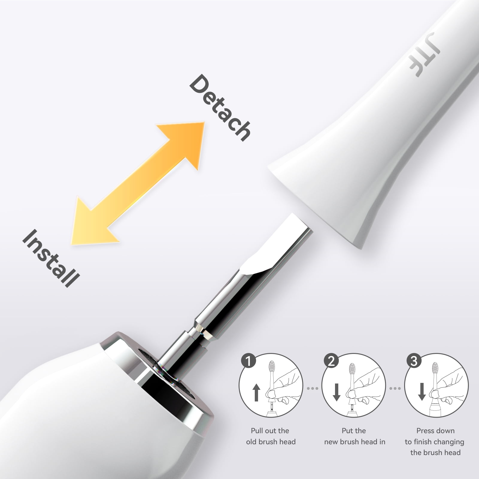 JTF Sonic Smart Toothbrush Genuine Standard Brush Heads, 9 Pack, White, P200