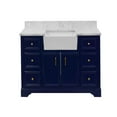thumbnail image 2 of Zelda 48" Farmhouse Bathroom Vanity with Royal Blue Cabinet and Carrara Marble Top, 2 of 6