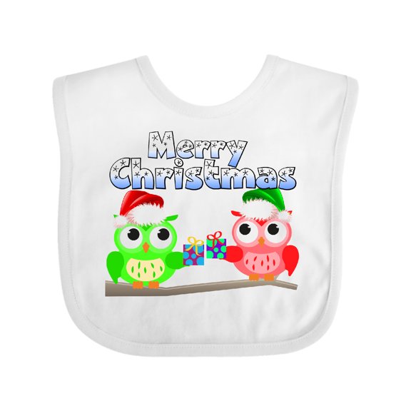Inktastic Merry Christmas Owls Boys or Girls Baby Bib