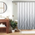 thumbnail image 3 of Ombre Grey Striped Shower Curtain for Bathroom 60"x72", Geometric Modern Shower Curtain Set with Hooks 72 Inches Long Boho Fabric Waterproof Hotel Bath Accessories Machine Washable, 3 of 14