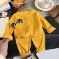 thumbnail image 2 of Wonitaaizi Toddler Baby Boy Girl Clothes Long Sleeve Tops Pants Set Casual Outfit (3-4 Years,Yellow), 2 of 4
