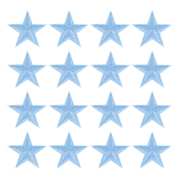 Uxcell 16Pack Iron on Star Patches, Sew on Star Embroidered Patches, DIY Applique Repair Patch for Crafts, 29mm Sky Blue