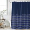 thumbnail image 2 of Navy Blue Striped Shower Curtains for Bathroom, Waterproof Fabric Bath Curtains Decor, Bath Tub Curtain Vintage Stripes Ombre Decorative Shower Curtain Sets with 12 Hooks, 72x72 Inch, 2 of 7