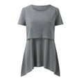 thumbnail image 5 of Youmylove Women Maternity Irregular Hem Tshirt Casual Short Sleeve Crew Neck Basic Nursed T-Shirt Tee Shirts Top For Breastfeeding Pregnant, 5 of 8