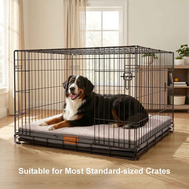 Exclusivo Mezcla Large Dog Bed with Removable and Washable Cover, Orthopedic Pet Bed for Crates, Non-Slip Bottom and Waterproof Liner, 42"×28", Ivory