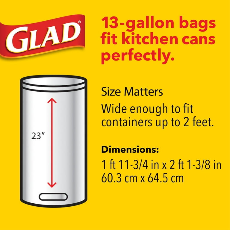 Glad® Tall Kitchen Quick-Tie Bags, 13 gal, 0.66 mil, 23.75 x 28, White,  200/Box