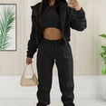 thumbnail image 3 of Quixlent 3 Piece Sweatsuits Set for Women Fleece Zip Up Hoodie Sweatshirt Tank Top Jogger Sweatpants Set Fall Casual Tracksuit Outfits, 3 of 7