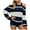 Navy, variant on Womens Fall Fashion 2022! QLEICOM Sweaters for Women, Women's Round- Neck Stripe Splicing Recreational Pullover Knitting Sweater Long Sleeve Tops On Clearance