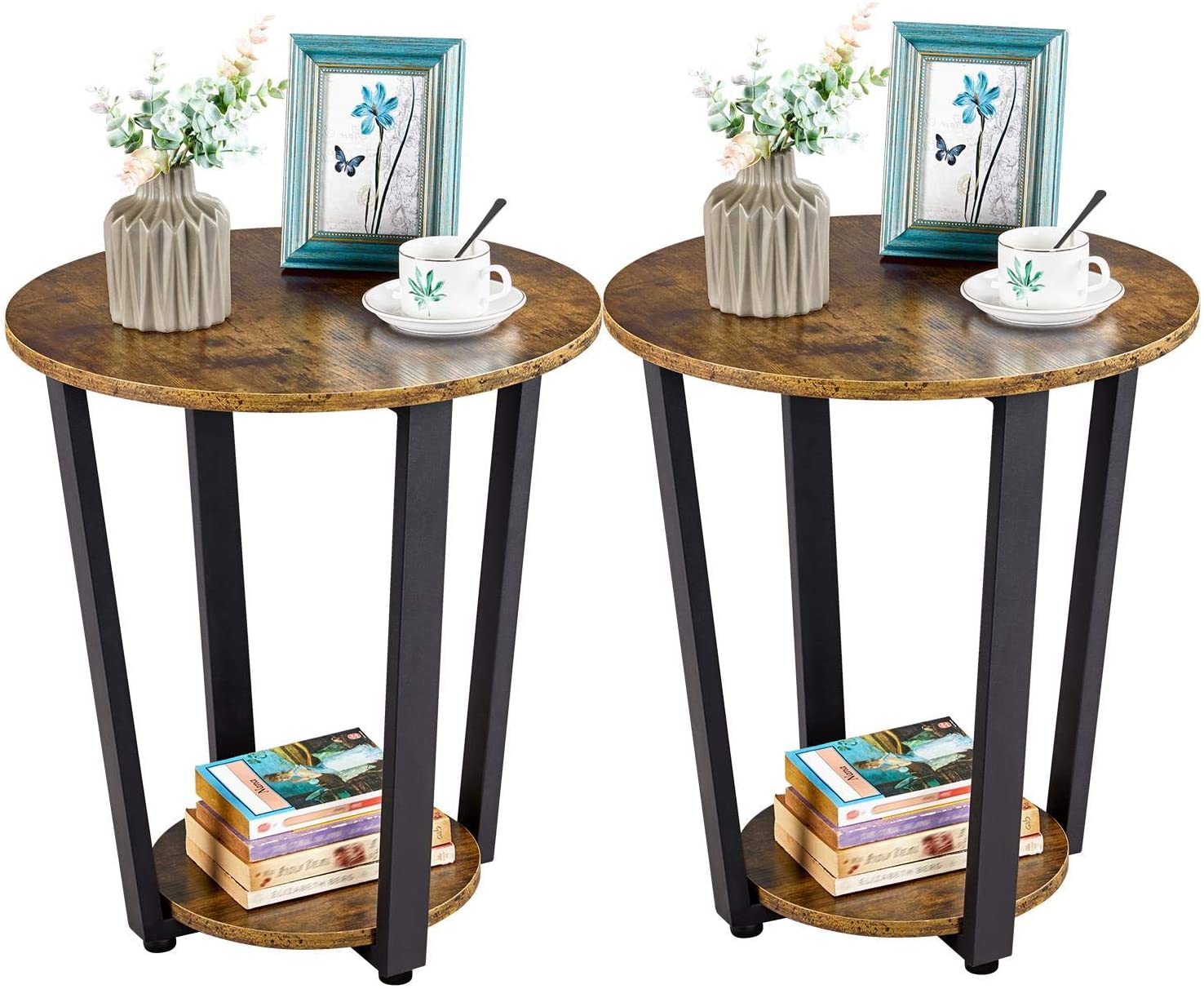 CERBIOR 2tier Bedside Table Nightstand set of 2 With Storage for Small