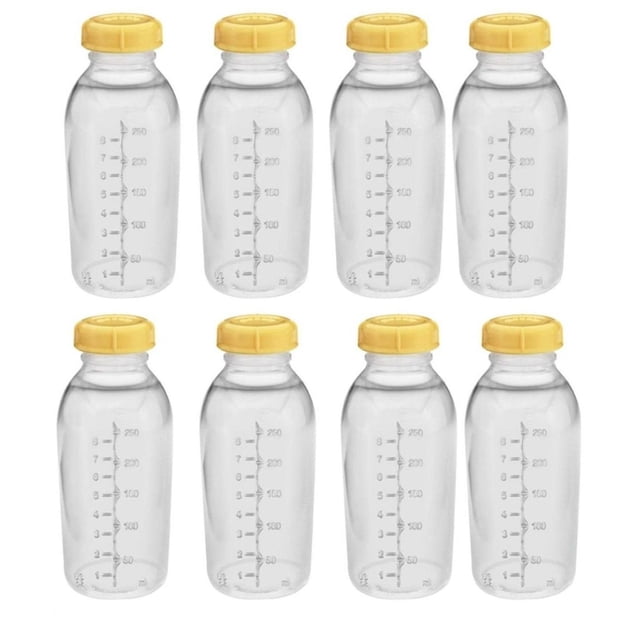 Medela Breastmilk Collection Storage Feeding Bottle with Lids-(8 Bottles and 8 Lids)w/lid 8oz /250ml