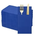 thumbnail image 1 of 50 Pcs Servilletas Desechables con Sensación de Lino y Bolsillos para Cubiertos Incorporados, Servilletas de Papel para Cena para Cuchillo y Tenedor Azul Oscuro, 1 of 6