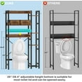 thumbnail image 5 of Over the Toilet Storage Upgraded version with 2 Drawers 7 Tier Bathroom Organizer with Adjustable Shelf Freestanding Space Saver above Toilet Stand with 4 Hooks Metal Bathroom Organizer, Rustic Brown, 5 of 8