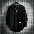 thumbnail image 5 of Sudadera holgada de manga larga con cuello redondo y moderna para hombre, estilo nuevo de otoño, camiseta de capa base de color sólido, camiseta versátil, 5 of 5