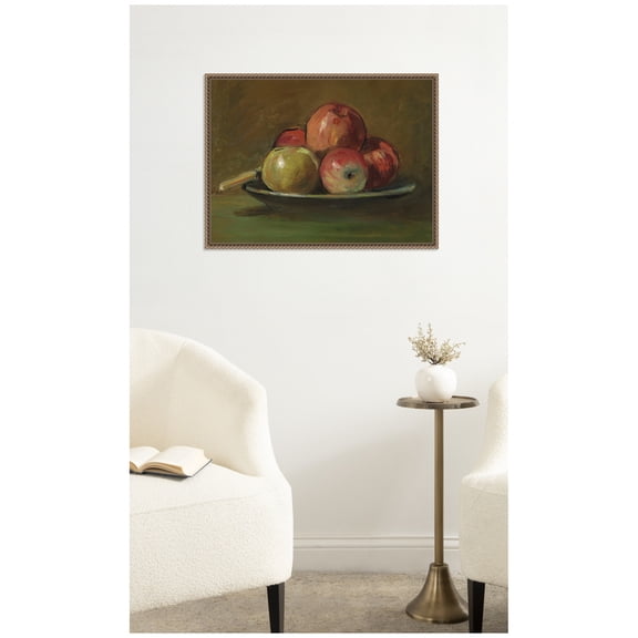 Kate and Laurel Framed Canvas Wall Art Print Still Life with Apples circa 1905 George Leslie Hunter by Nostalgia Prints, 24 x 18 Sylvie Beaded Dark Gold Frame, Traditional, Still Life Art for Wall