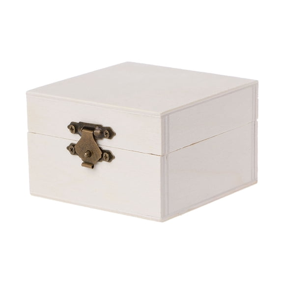 Wooden Square Jewelry Storage Box Wood Base Crafts for Case Art Decor Kids DIY T