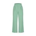 thumbnail image 6 of WCMZJ Women's Wide Leg Dress Pants Ruffle High Elastic Waisted Business Work Trousers Long Flowy Casual Loose Fit Pants with Pockets. Green M, 6 of 7