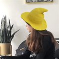 thumbnail image 4 of Sombrero de bruja para mujer, para Halloween, sombrero de lana, ala ancha, gorro de punto, para fiestas y uso diario, 4 of 5