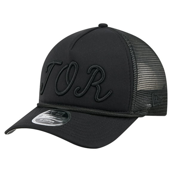 Men's New Era Black Toronto Blue Jays City Initial 9FORTY A-Frame M-Crown Adjustable Trucker Hat