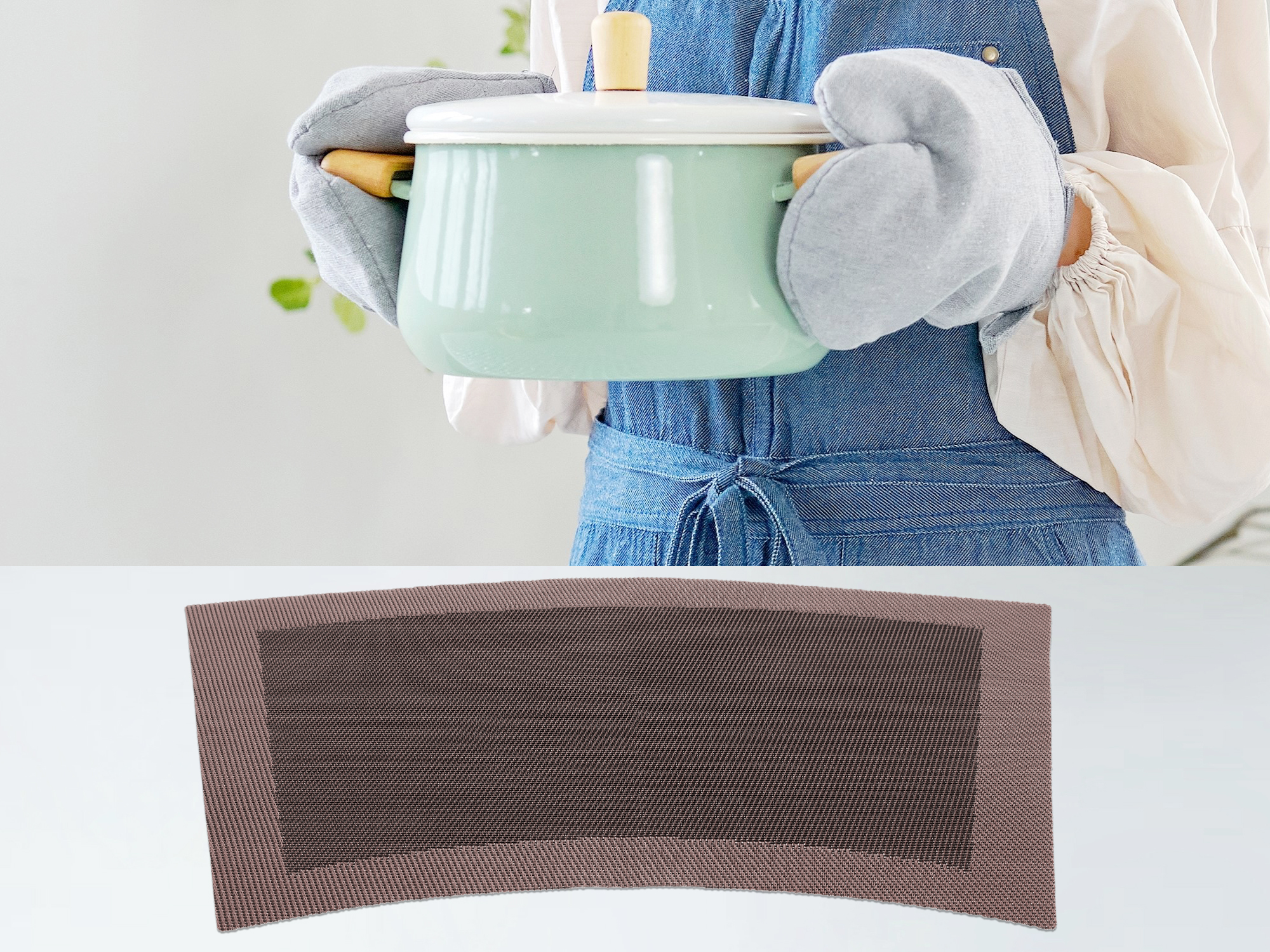 Unique Bargains Set of 8 Placemats Washable Heat Resistant Table Placemats Brown 18x13in