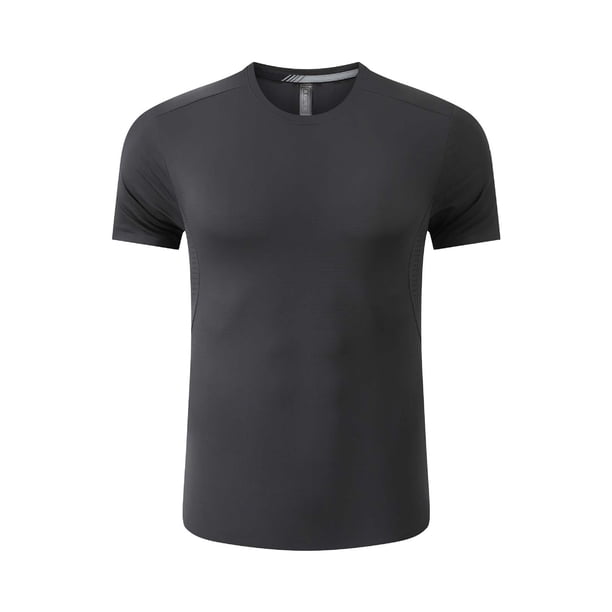 Tops para hombre, blusas y camisas de cuello redondo y manga corta para hombre, camiseta de manga corta de goma sin costuras de secado rápido de color liso de seda de hielo para hombre, camiseta de ve