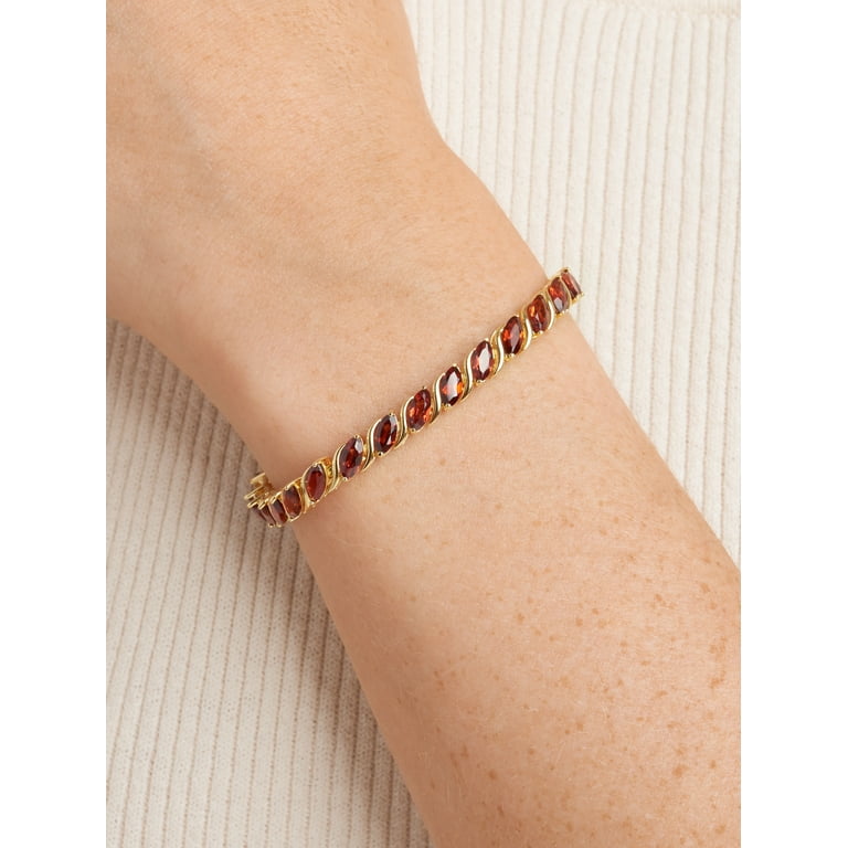 Forever Facets 18K Gold over Sterling Silver Genuine Garnet Tennis
