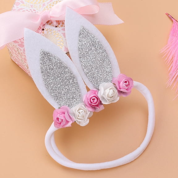 WEUVEB 1PC Bunny Headwear Decoration for Girls Chic Easter Day Parties Silver