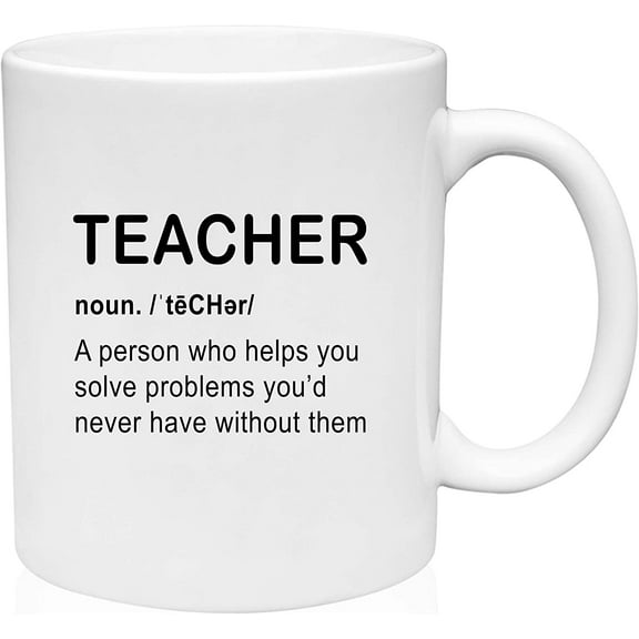 Coffee Mug Teacher a person who helps you solve problems White Coffee Mug Funny Gift Cup