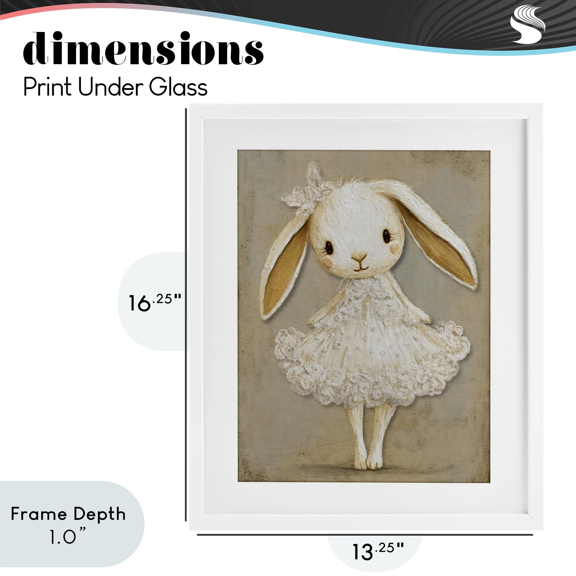 Stupell Industries Ballerina Bunny in Lace Dress White Framed Print Under Glass, design by Ink Drop Loft
