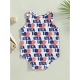 thumbnail image 4 of Wassery 4th of July Baby Girls Boys Romper Independence Day Outfits Star Striped Print Sleeveless Round Neck Bodysuits Summer Infant Tops 0-18M, 4 of 9
