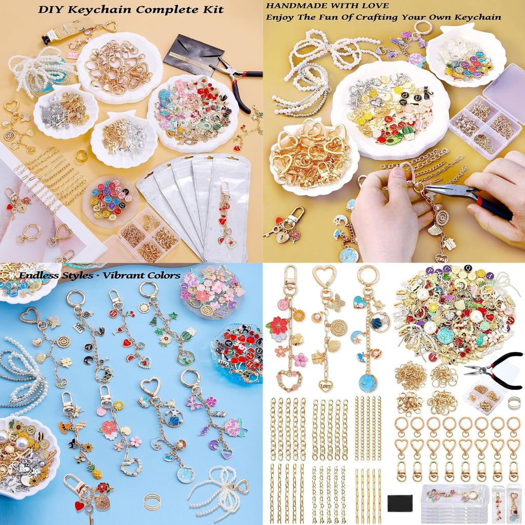 Alloy Keychain Making Set Metallic Keyrings Craft Supplies Alloy Texture Suitable for Gifts and Creative Accessories
