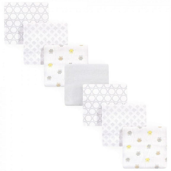 Luvable Friends Baby Boy Cotton Flannel Receiving Blankets, Owl 7-Pack, One Size