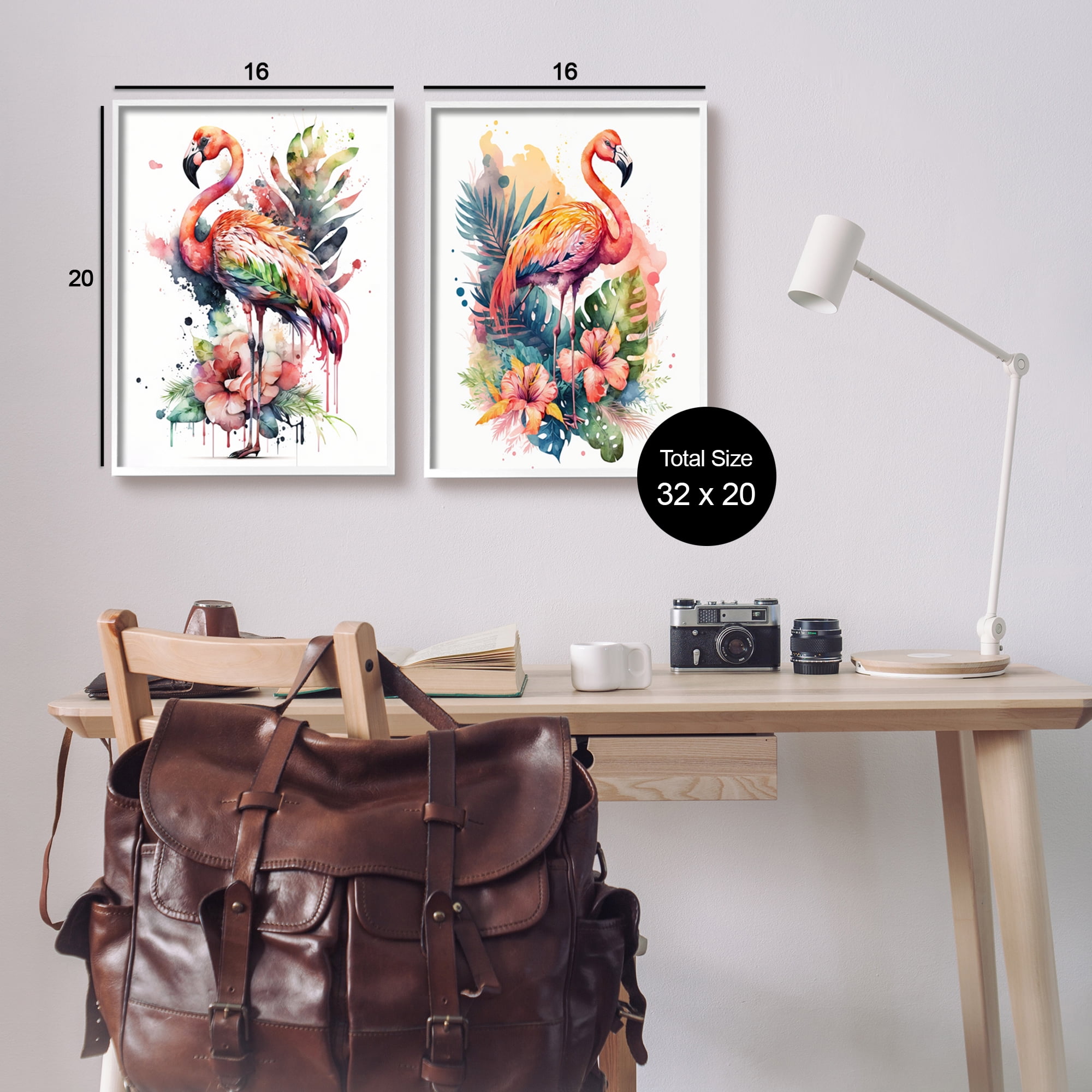 Stupell Industries Modern Tropical Flamingos Animals & Insects Painting White Framed Art Print Wall Art, 16 x 20