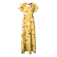 thumbnail image 7 of vigerkar Women's Floral Print Chiffon Dress Midi Length casual Dresses, Spring/Summer 2025 Yellow, XXL, 7 of 7