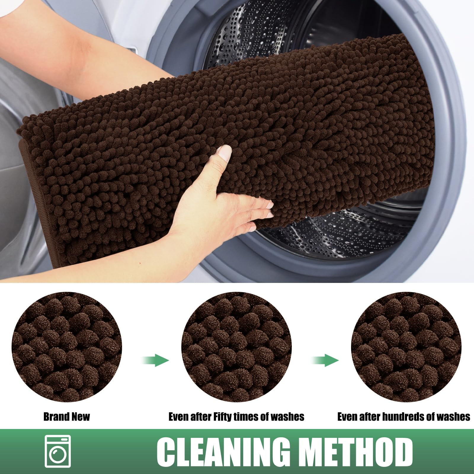 Chenille Absorbent Outdoor Doormat 60" x 36", Washable Muddy Door Mats for Dog Non Slip Indoor Doormat Dog Mat for Muddy Paw Front Inside Doormats for Entryway Brown